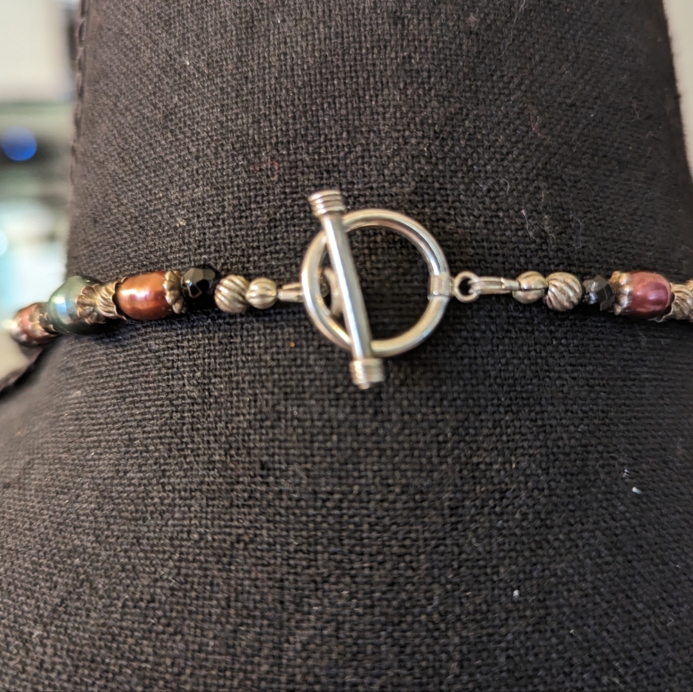 Stunning Sterling Silver, Pearl and Glass Beaded Butterfly Statement Necklace - Picture 2 of 6